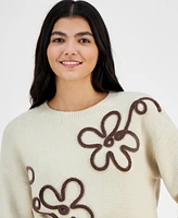 Hooked Up by Iot Juniors' Flower Sweater