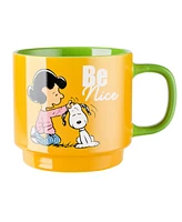 Peanuts 4 Pack 15 Oz Stackable Mugs with a Rack