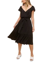 John Paul Richard Women's Petite Jersey Flutter-Sleeve V-Neck Dress