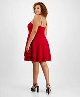 City Studios Trendy Plus Embellished-Strap Dress