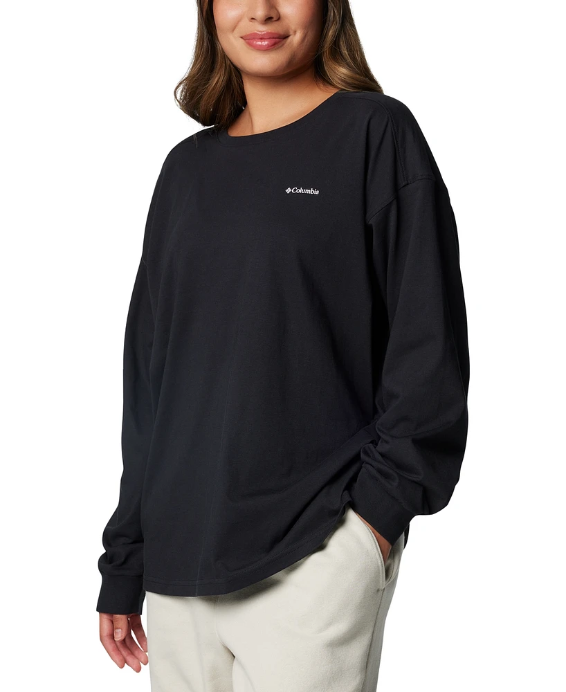 Columbia Women's North Cascades Branded Long-Sleeve Crewneck Cotton Top