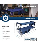 Disc-o-Bed Youth Kid-o-Bunk Benchable Double Cot with Storage Organizers, Navy