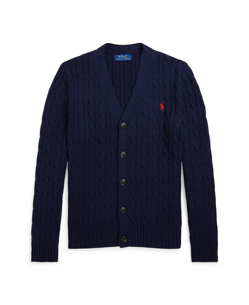 Polo Ralph Lauren Big Boys Cable-Knit Cotton V-Neck Cardigan Sweater