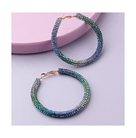 Sohi Women's Crystal Hoop Earrings