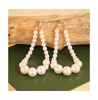 Sohi Women's White Beads Drop Earrings