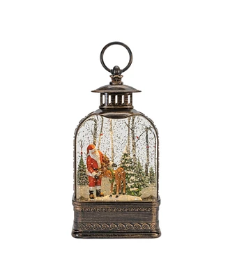 Slickblue Led Snow Globe with Santa & Deer Festive Holiday Decor with Magical Light Effects