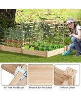 Givimo Raised Garden Bed with 2 Planter Boxes and 3 Trellis-Natural