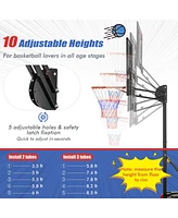 Skonyon Basketball Hoop with 5-10 Feet Adjustable Height for Indoor Outdoor