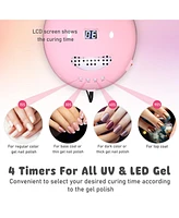 Byootique Portable Rechargeable Nail Drill w/ Uv Led Nail Lamp Dryer 30000RPM Electric Nail Drill Cordless File Machine Kit Manicure Pedicure Salon Ho