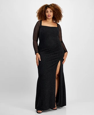 City Studios Trendy Plus Glittered Ruched Gown