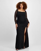 City Studios Trendy Plus Glittered Ruched Gown