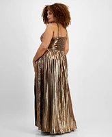 City Studios Trendy Plus Metallic Pleated Gown