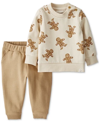 Little Planet by Carter's Baby Holiday Fleece Gingerbread Cookies Top & Pants, 2-Piece Set