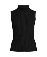 Lands' End Women's Fine Gauge Cotton Turtleneck Tank Sweater