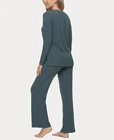 Felina Women's Serena V-neck Pullover and Lounge Pant Set