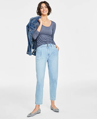 On 34th Women's Pleated Tapered-Leg Jeans, Created for Macy's