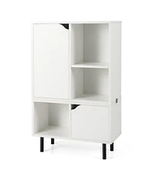 Sugift Stackable Bookcase with Adjustable Shelf and Cubes