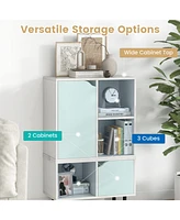 Sugift Stackable Bookcase with Adjustable Shelf and Cubes