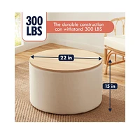 Parker Large Round Coffee Table Storage Ottoman