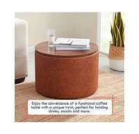 Parker Large Round Coffee Table Storage Ottoman
