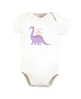 Touched by Nature Baby Girls Organic Cotton Bodysuits, Retro Dino