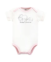 Touched by Nature Baby Girls Organic Cotton Bodysuits, Pink Peanut