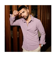 Campus Sutra Men's Lavender Stripe-Creased Shirt