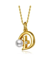 GiGiGirl Personalized 14K Gold Plated Initial Pearl Pendant Necklace