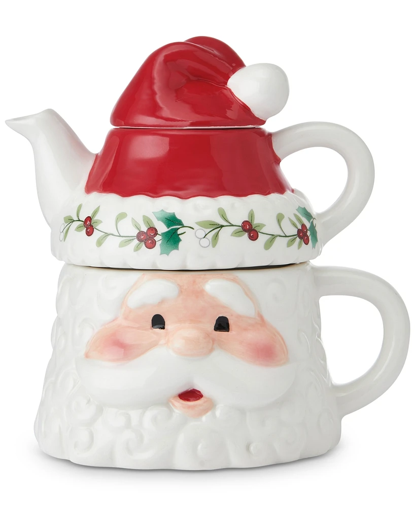 Winterberry Santa Teapot & Tea Mug for One