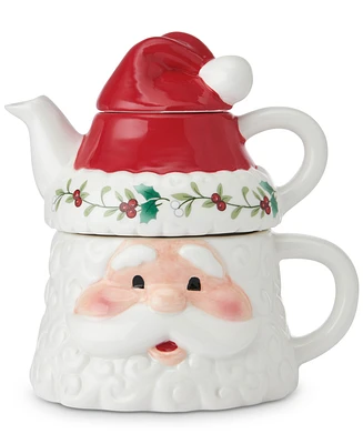 Winterberry Santa Teapot & Tea Mug for One