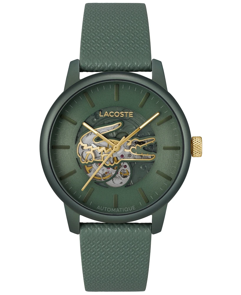 Lacoste L.12.12 Automatique Men's Green Leather Strap Watch 44mm