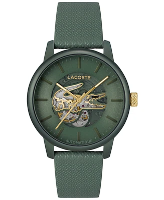 Lacoste L.12.12 Automatique Men's Green Leather Strap Watch 44mm