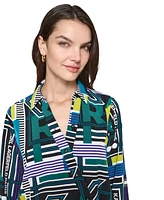 Karl Lagerfeld Paris Women's Geo-Print Faux-Wrap Top