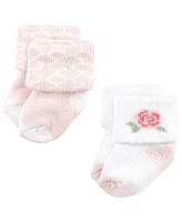 Hudson Baby Girls Cotton Rich Newborn and Terry Socks