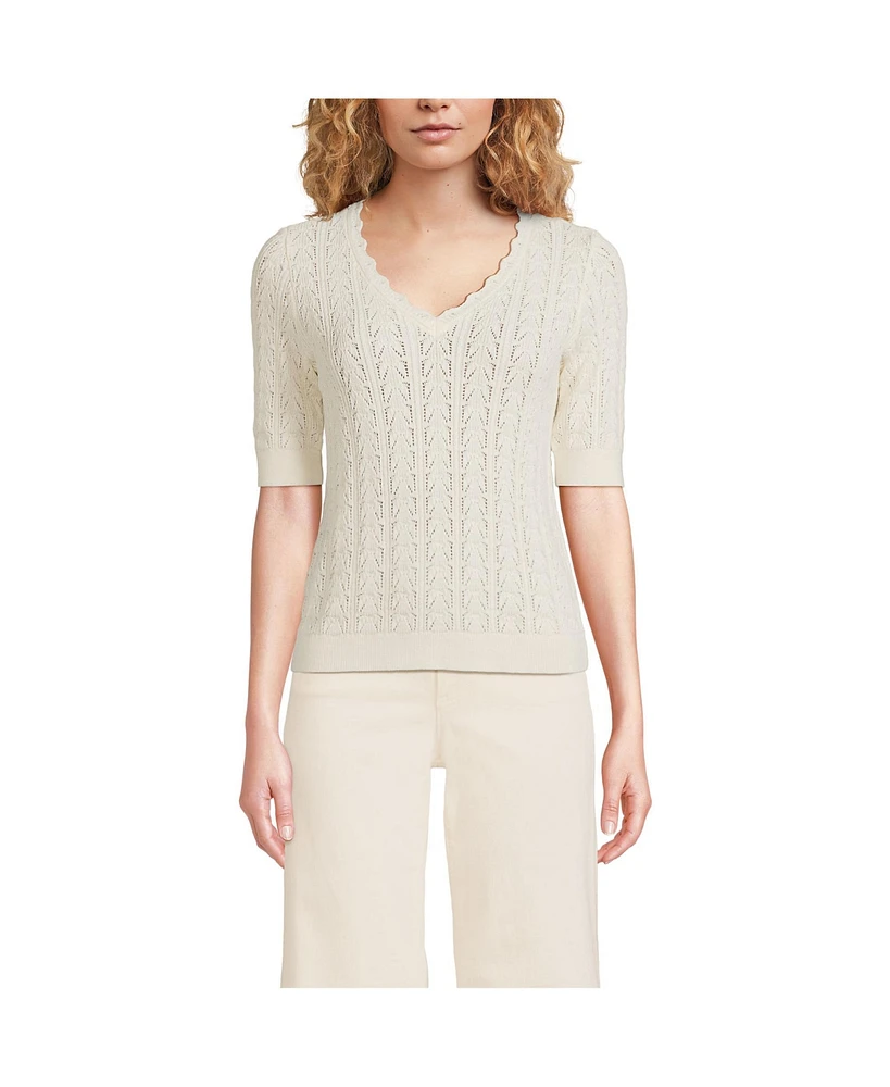 Lands' End Women's Heirloom Pointelle Sweater