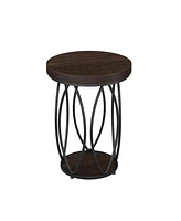 Tribesigns Round Side Table, Small End Table with Storage Shelf, Industrial Accent Bedside Table Couch Table with Metal Frame for Living Room, Bedroom