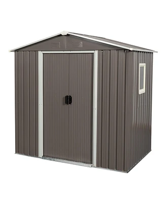 Mondawe 6ft x 5ft Outdoor Metal Storage Shed gray With window