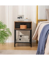 Sugift Industrial Nightstand End Side Table with Mesh Shelf