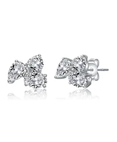 GiGiGirl Sterling Silver Cubic Zirconia Triple Cluster Stud Earrings