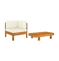 vidaXL 2 Piece Patio Lounge Set with Cream White Cushions Acacia Wood