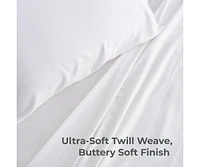 Cariloha Classic 4-Piece Twill Sheet Set | White | Full | Viscose Material |Extra soft, Cooling for Hot Sleepers, Corner Bands