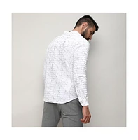 Men's Chalk White Holographic Veined Textured Shirt