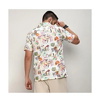 Campus Sutra Men's Multicolour Mesh Graphic Shirt