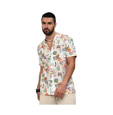 Men's Multicolour Mesh Graphic Shirt