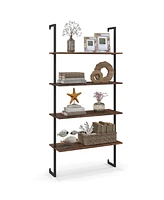 Sugift 4-Tier Industrial Ladder Bookshelf with Metal Frame