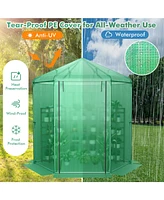 Skonyon Walk-In Hexagonal Greenhouse with Pe Cover and Metal Frame