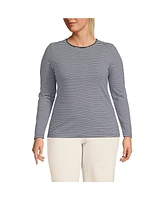 Lands' End Plus Lightweight Jersey Skimming Long Sleeve Crew Neck T-shirt