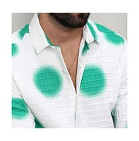 Campus Sutra Men's Chalk White:Emerald Green Spraypaint Shirt