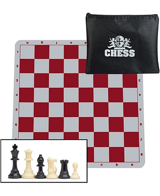 We Games Tournament Chess Set, Silicone Board, Weighted Pieces 3.75 in King