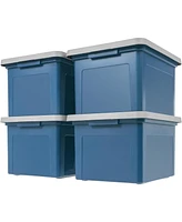 Iris Usa 4Pack 35 Qt. File Organizer Plastic File Box for Letter/Legal File, Storage Bin with Durable and Secure Latching Lid, Stackable, Navy